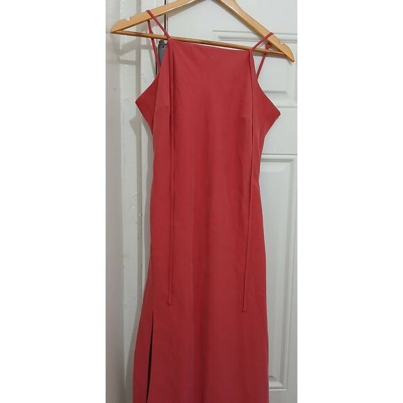 Fifteen twenty womens small midi side split coral salmon pink dress Flattering - Picture 3 of 6
